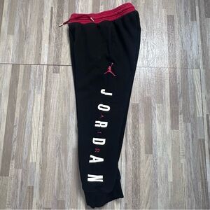 Jordan Black Youth Jogger Sweatpants with Red Trim & Vertical Logo, Youth Small
